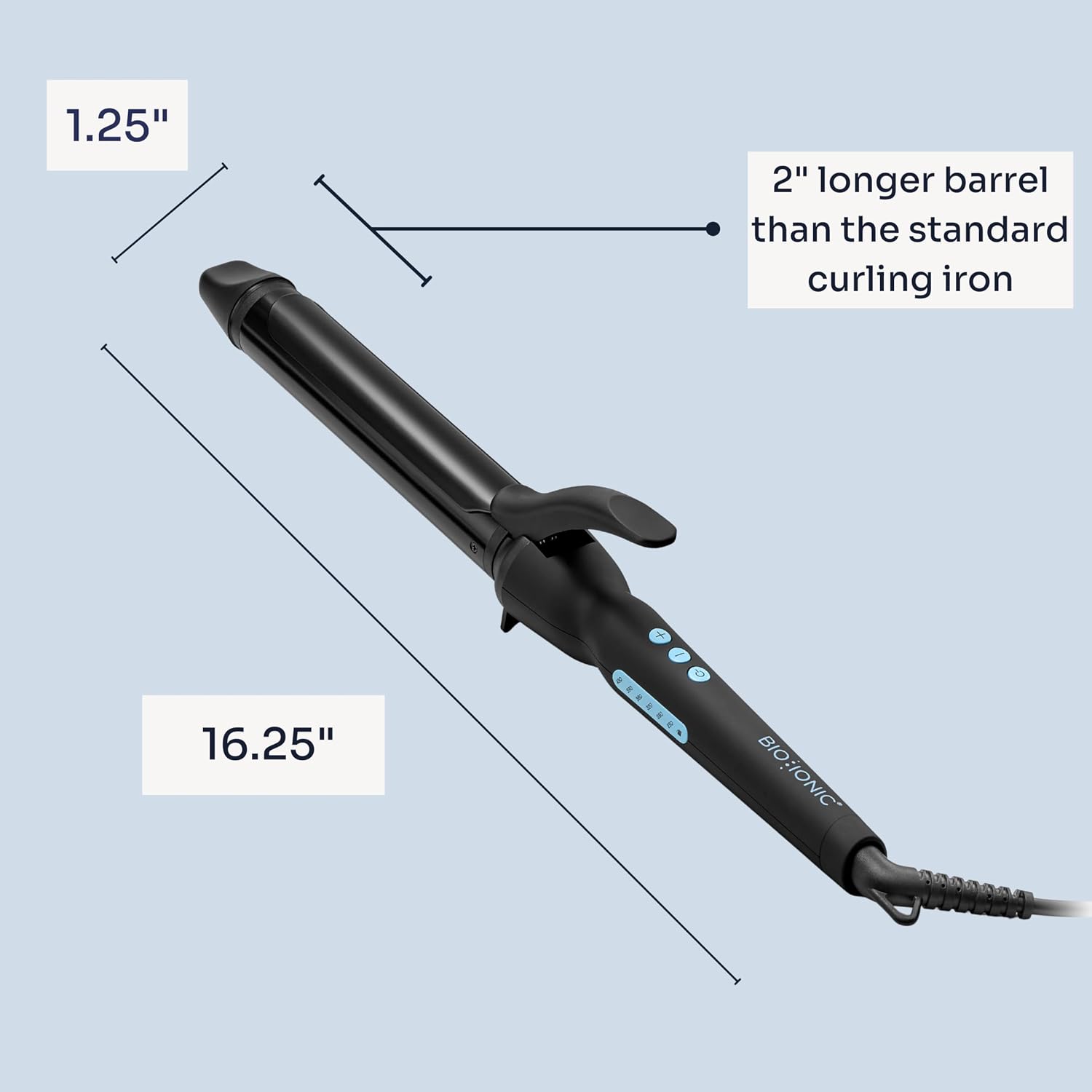 Bio Ionic Long Barrel Styler, 1.25 inch Extended Curling Iron with Moisture Heat Technology & NanoIonic MX, manufacturer photo 2